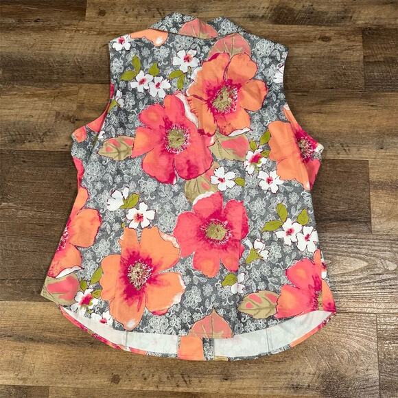 Wildlife Sportswear XL Floral Hibiscus Sleeveless Vest Blouse Eccentric Grandma - Picture 2 of 6